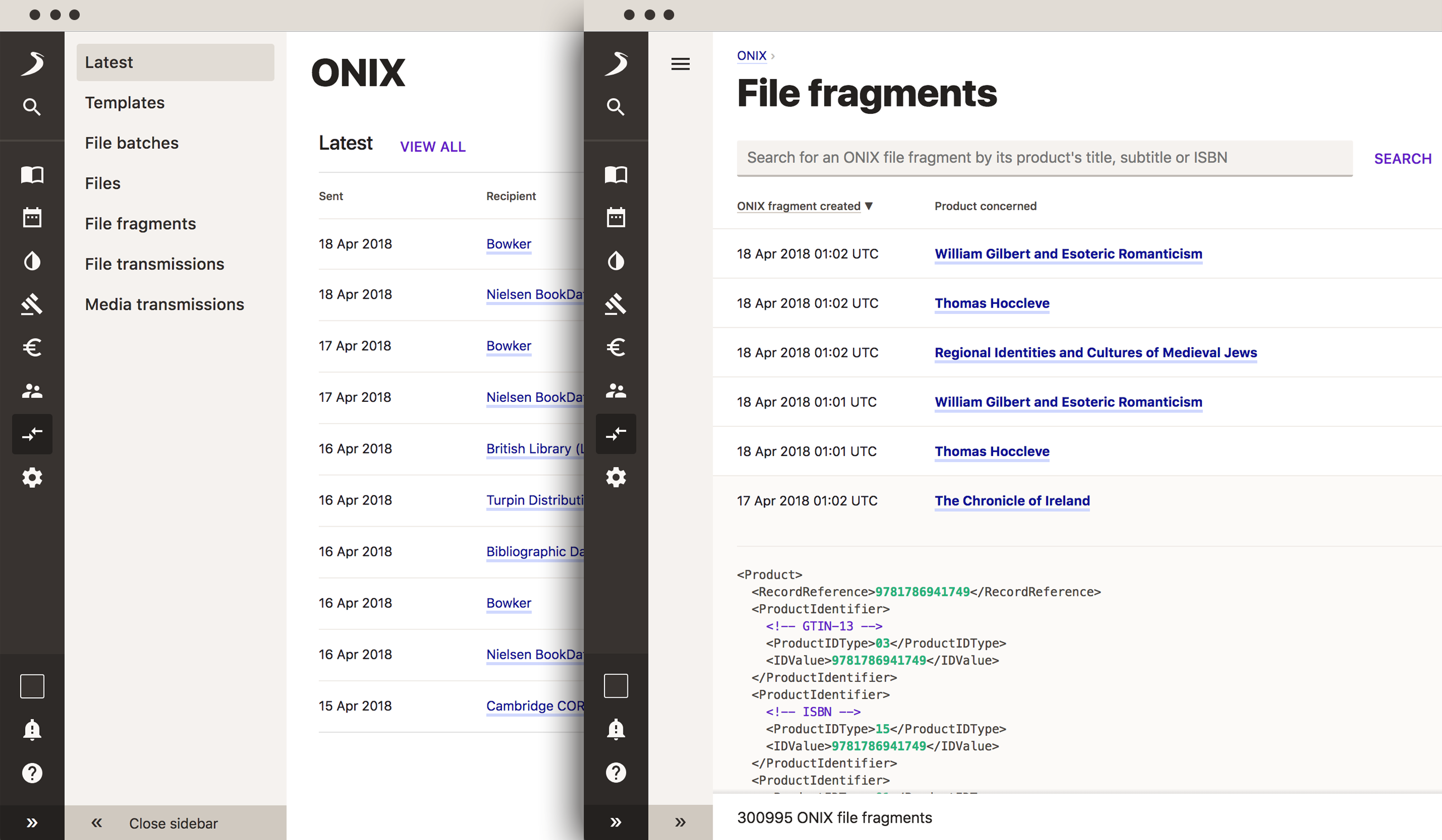 ONIX set up on Consonance, with a fragment of ONIX showing.