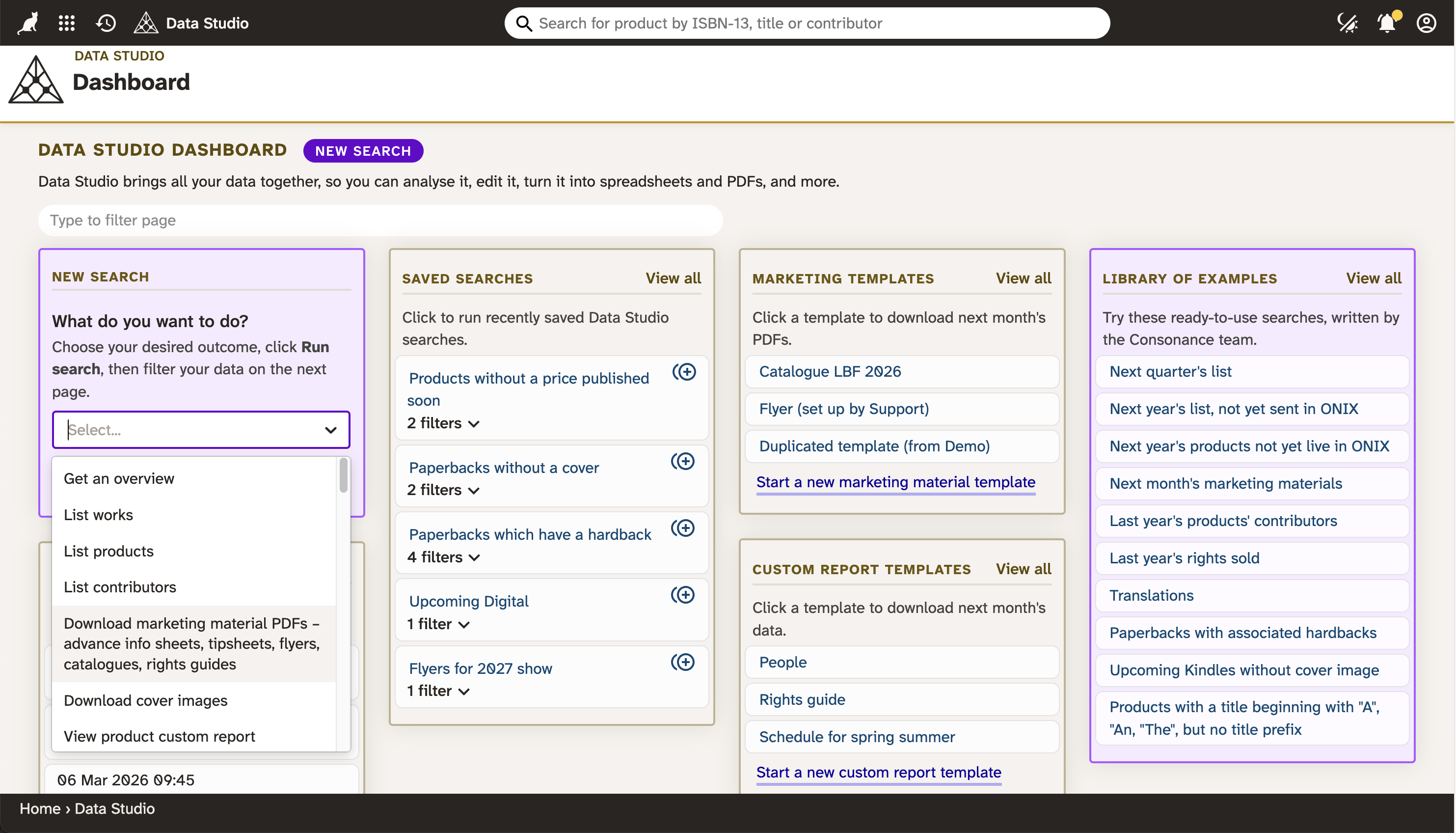 Screenshot of the Data Studio dashboard in light mode